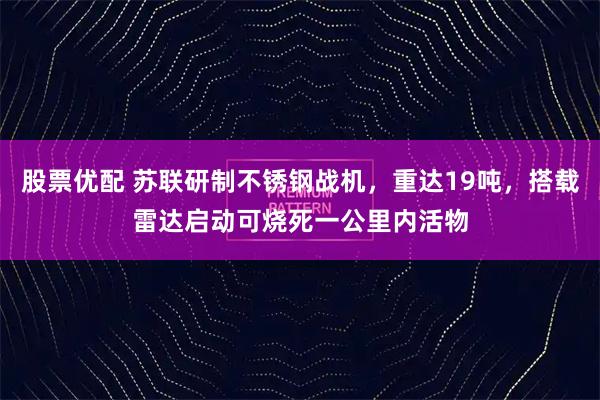 股票优配 苏联研制不锈钢战机，重达19吨，搭载雷达启动可烧死一公里内活物