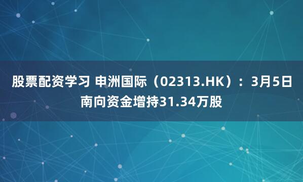 股票配资学习 申洲国际（02313.HK）：3月5日南向资金增持31.34万股